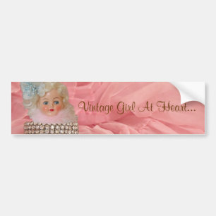 Autocollant De Voiture Fille vintage au coeur… Adhésif pour pare-chocs