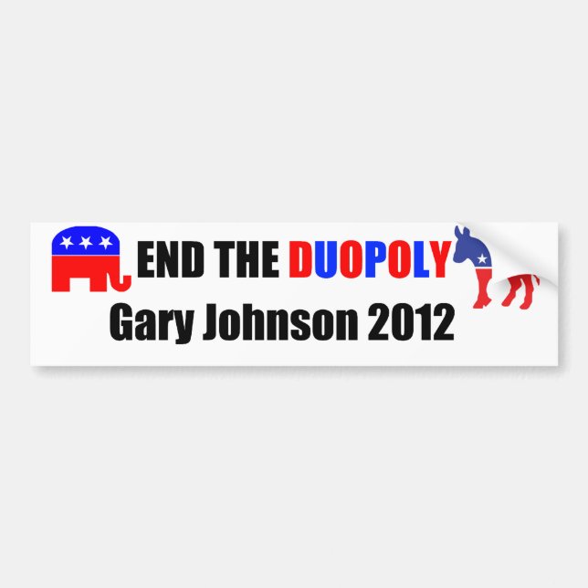 Autocollant De Voiture Finissez le duopole - Gary Johnson 2012 (Devant)
