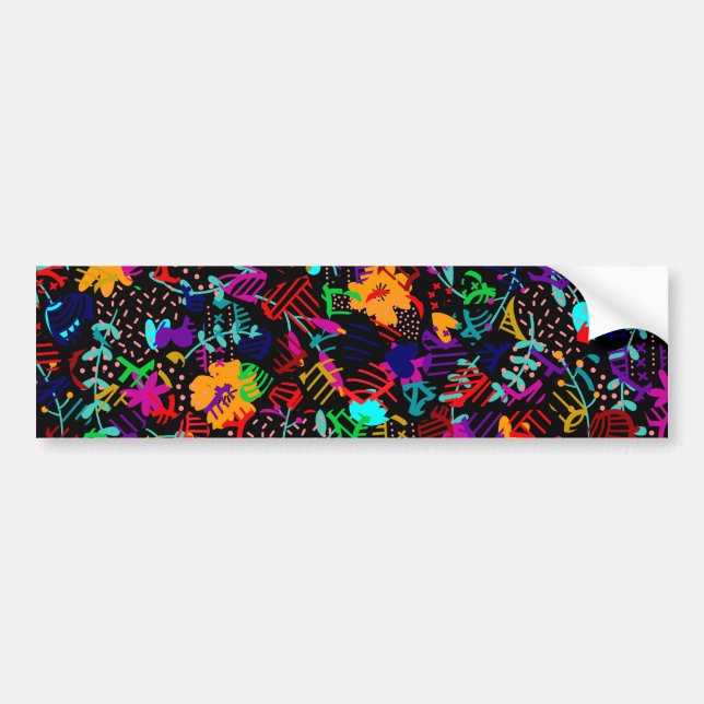 Autocollant De Voiture Fleurs abstraites noires mignonnes (Devant)