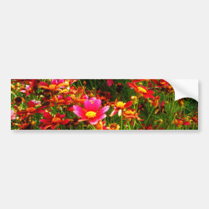 Autocollant De Voiture Fleurs sauvages rose et jaune pâle