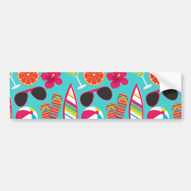 Autocollant De Voiture Flip Flops Plage Lunettes de soleil Beach Ball Tur (Devant)