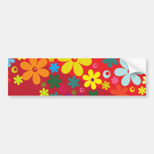 Autocollant De Voiture Flower power en rouge