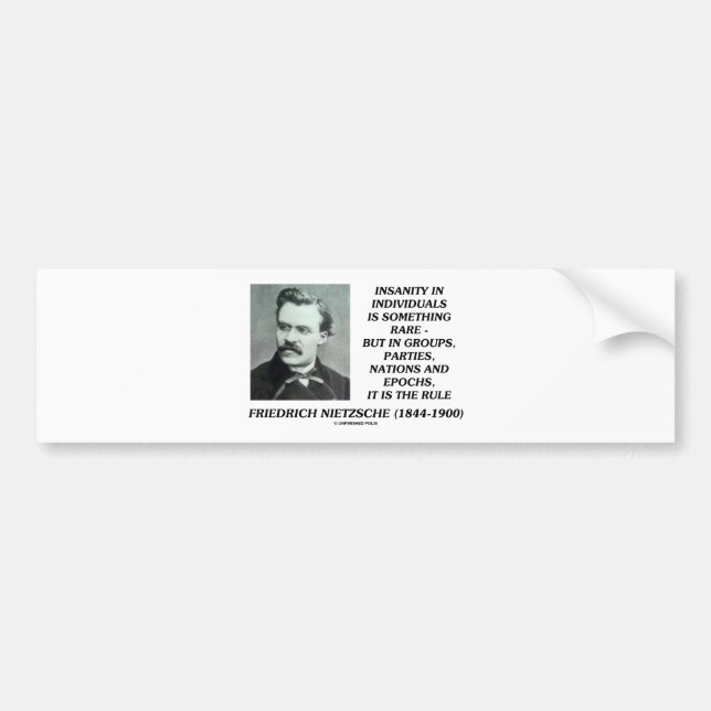 Autocollant De Voiture Folie de Nietzsche rare dans la citation de (Devant)