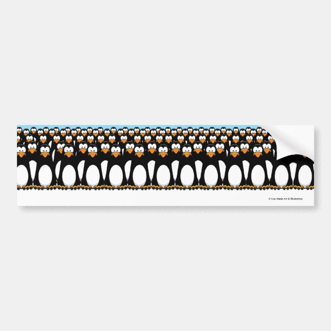 Autocollant De Voiture Foule des pingouins drôles de bande dessinée sur (Devant)