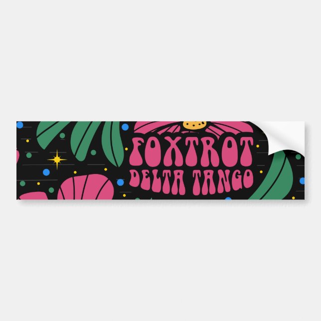 Autocollant De Voiture Foxtrot Delta Tango Flower Boho (Devant)