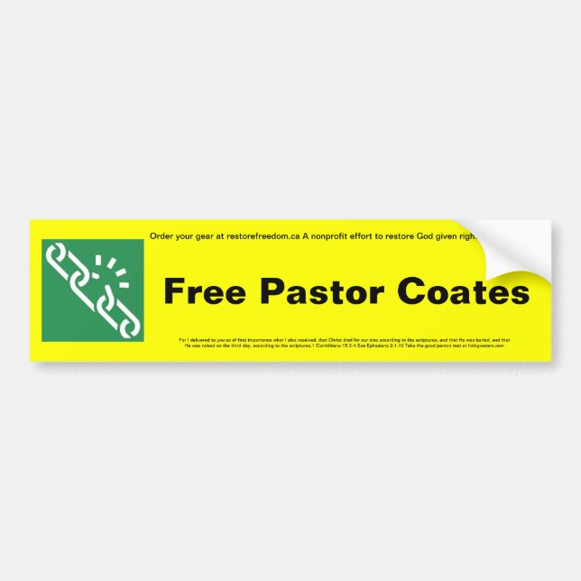 Autocollant De Voiture Free Pastor Coates Bumper Sticker (Devant)