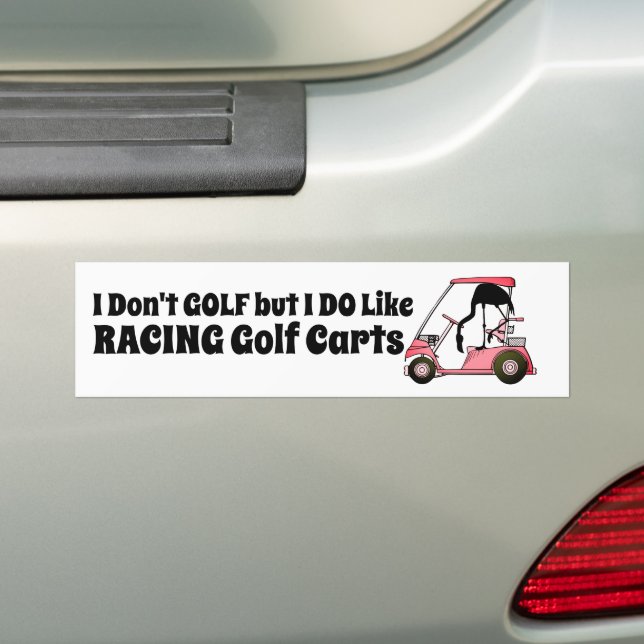 Autocollant De Voiture Funny Golf Cart Racing Flamant rose (En voiture)