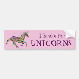 Autocollant De Voiture Funny "Je freine pour les licornes" & Rainbow Unic