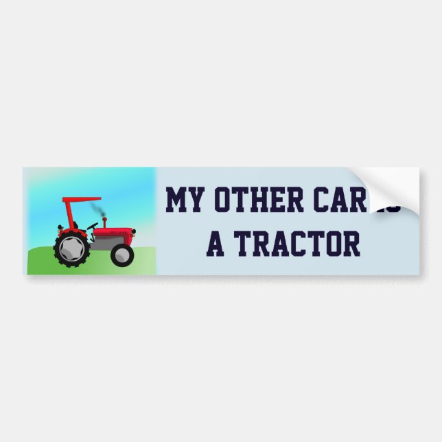 Autocollant De Voiture Funny "Mon autre voiture est un tracteur" (Devant)