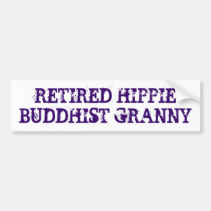 Autocollant De Voiture Funny Retired Hippie Buddhist Granny