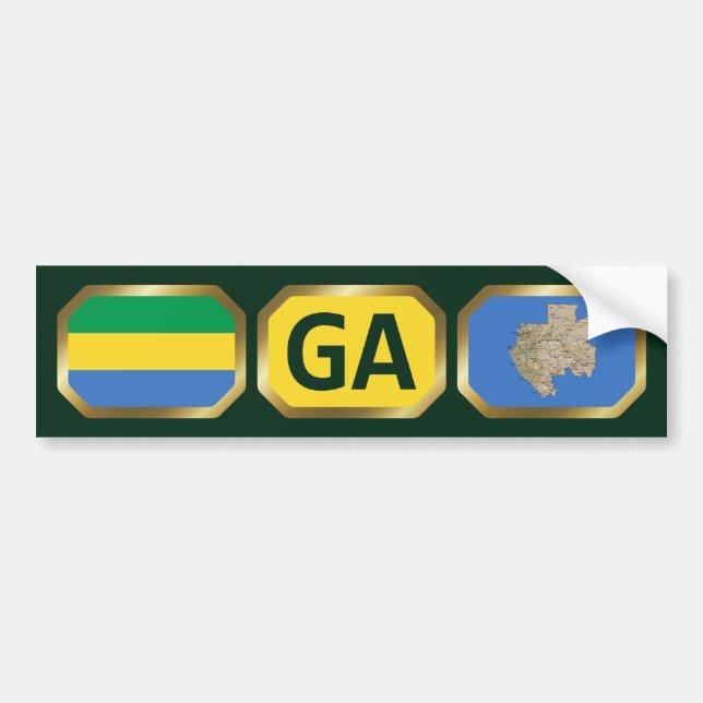 Autocollant De Voiture Gabon Carte du drapeau Code Sticker (Devant)