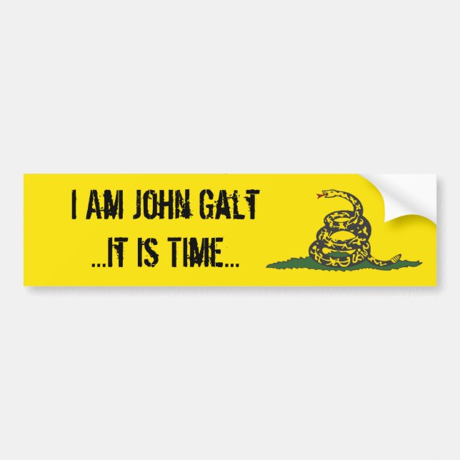 Autocollant De Voiture Gadsden John Galt il est temps (Devant)