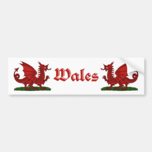 Autocollant De Voiture Galles de Dragon Rouge
