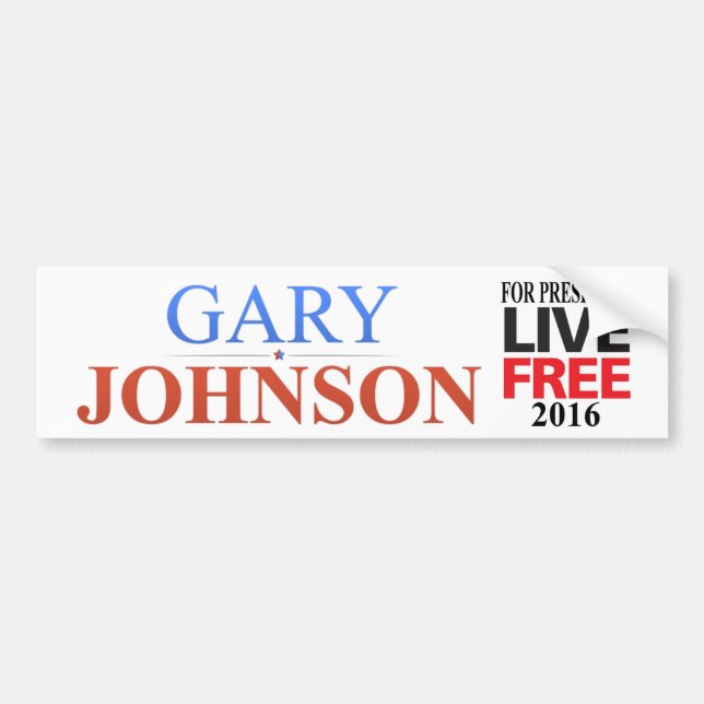 Autocollant De Voiture Gary Johnson pour le président - 2016 - adhésif (Devant)