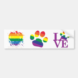 Autocollant De Voiture Gay-Pride-Paw-Print