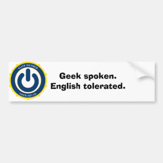 Autocollant De Voiture Geek parlé. L'anglais toléré
