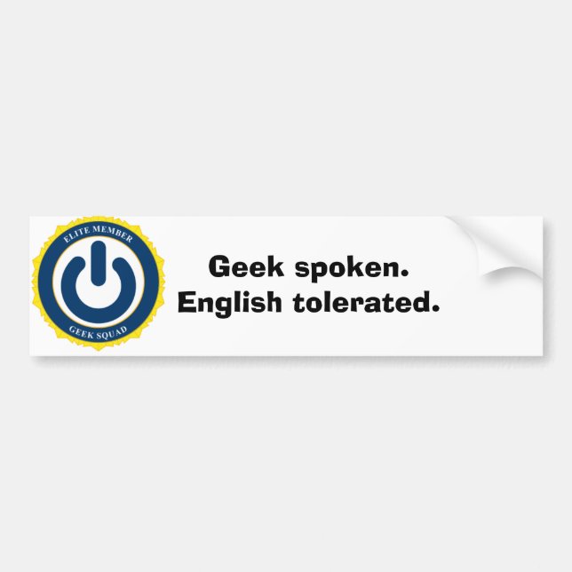 Autocollant De Voiture Geek parlé. L'anglais toléré (Devant)