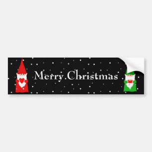 Autocollant De Voiture Gnomes de Noël sur fond noir