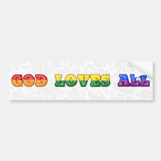 Autocollant De Voiture "God Loves All" Gay/LGBTQIA+/Queer Christian Pride