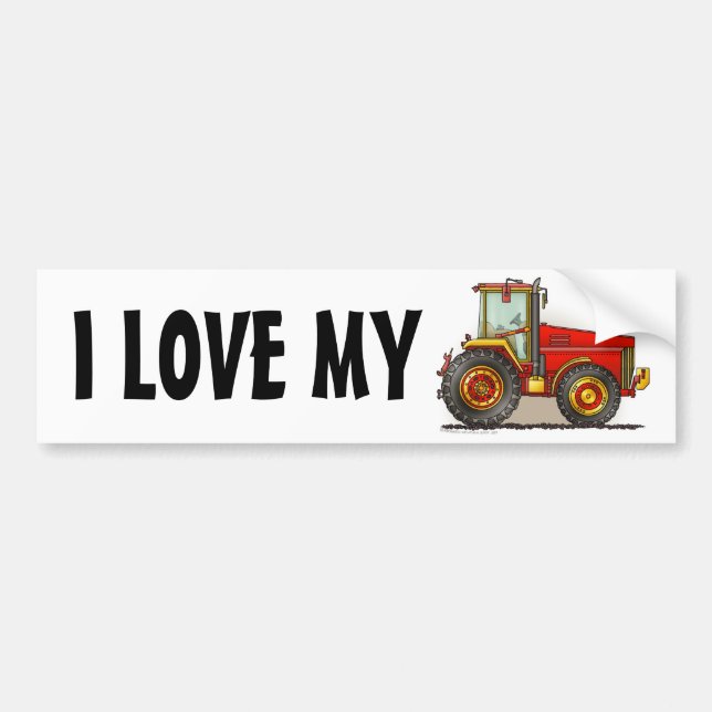 Autocollant De Voiture "Grand tracteur rouge, J'AIME MES… adhésifs pour (Devant)