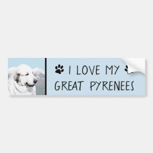 Autocollant De Voiture Grands Pyrénées peignant - art original de chien