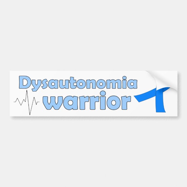 Autocollant De Voiture Guerrier de dysautonomie sur le blanc (Devant)