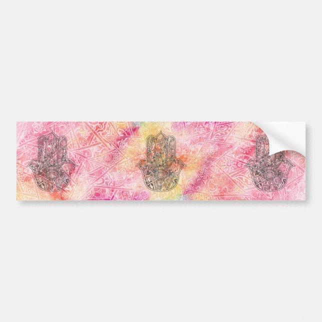 Autocollant De Voiture HAMSA Main Fatima symbole amulet Henné floral (Devant)