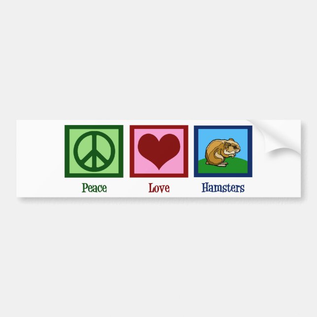 Autocollant De Voiture Hamsters Peace Love (Devant)