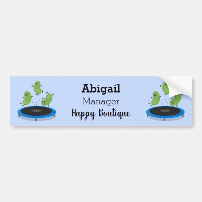 Autocollant De Voiture Haricots verts mignons sur dessin animé trampoline (Devant)