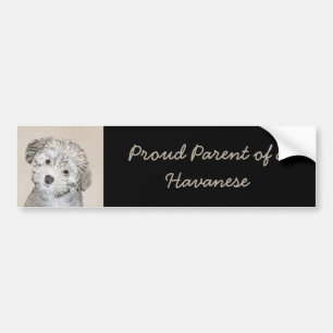 Autocollant De Voiture Havanese Puppy Painting - Cute Original Dog Art