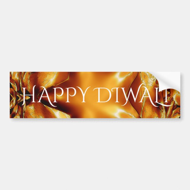 Autocollant De Voiture Heureux Diwali Salutation or cuivre brillant étoil (Devant)