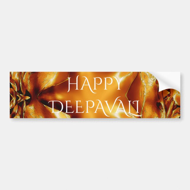 Autocollant De Voiture Heureux Diwali Salutation or cuivre brillant étoil (Devant)