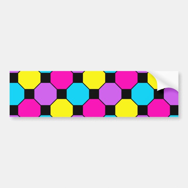 Autocollant De Voiture Hexagones jaunes turquoises pourpres de carrés (Devant)