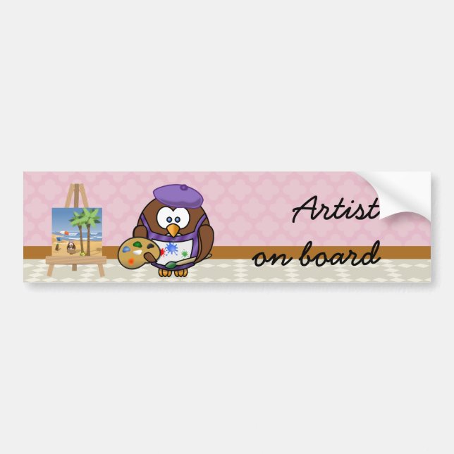 Autocollant De Voiture hibou artiste (Devant)