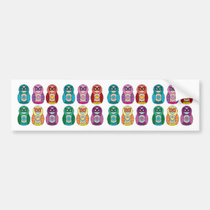 Autocollant De Voiture Hiboux de Matryoshka d'arc-en-ciel