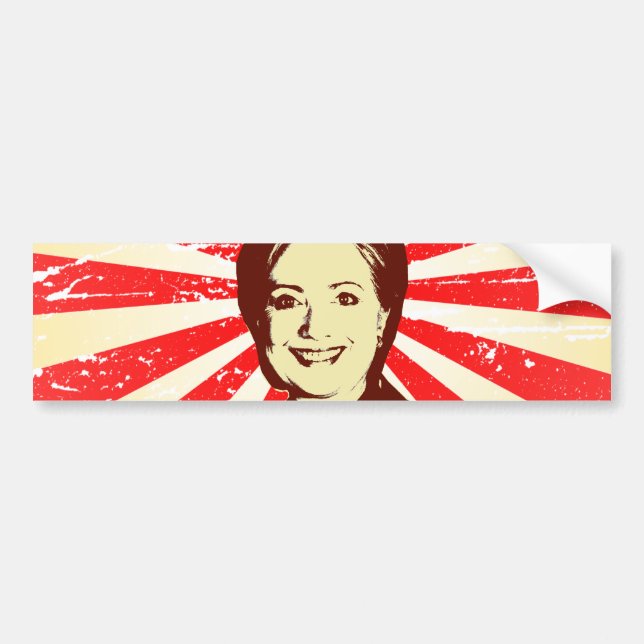 Autocollant De Voiture HILLARY CLINTON HEAD.png ROUGE (Devant)