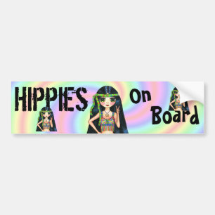 Autocollant De Voiture Hippies on Board Funny Hippie Chick Peace Sign
