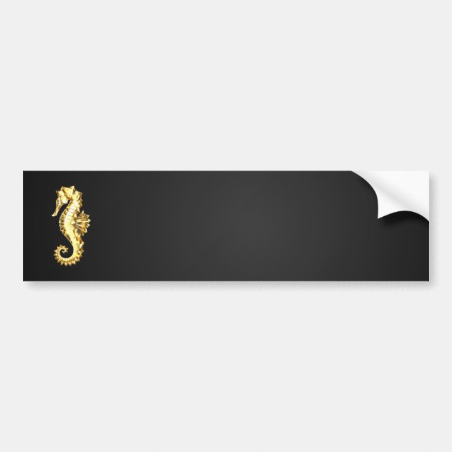 Autocollant De Voiture Hippocampe Polygonal Or (Devant)