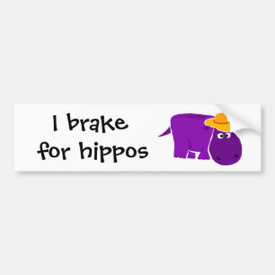 Autocollant De Voiture Hippopotame pourpre drôle utilisant le casquette