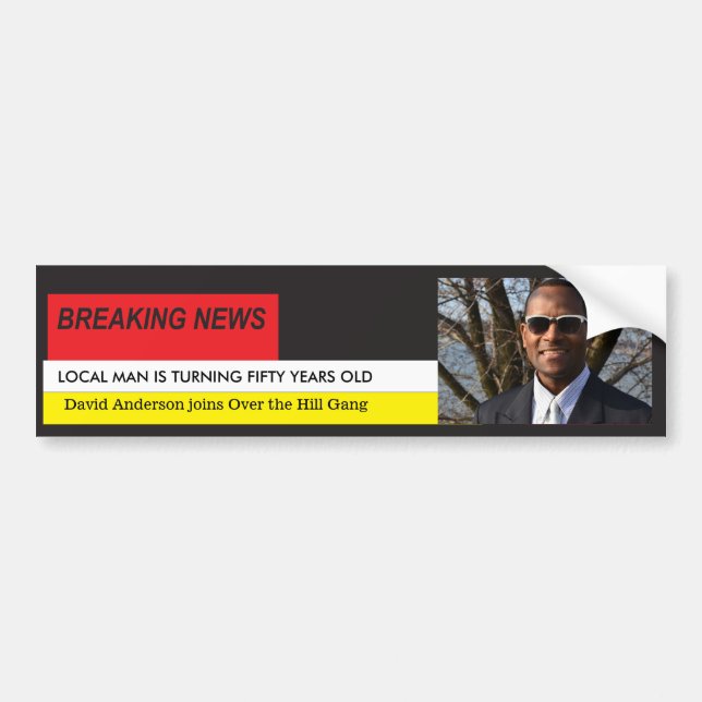 Autocollant De Voiture Homme's Funny 50th Birthday Deraking News TV Graph (Devant)