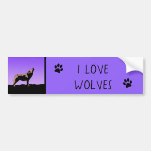 Autocollant De Voiture Howling Wolf at Sunset - Art faunique original