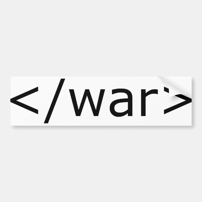 Autocollant De Voiture HTML de guerre de fin - noir et blanc (Devant)