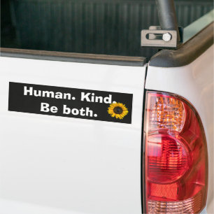 Autocollant De Voiture Human Kind Quote with Sunflower