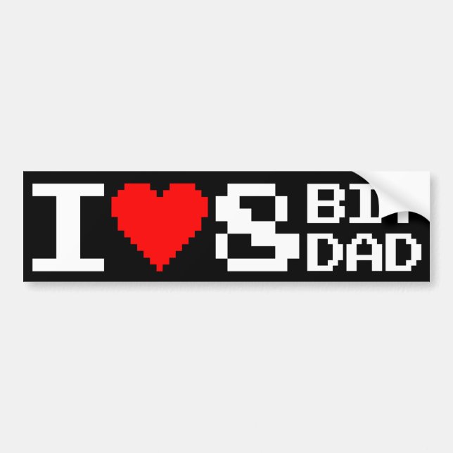 Autocollant De Voiture I <3 8BitDad (Devant)