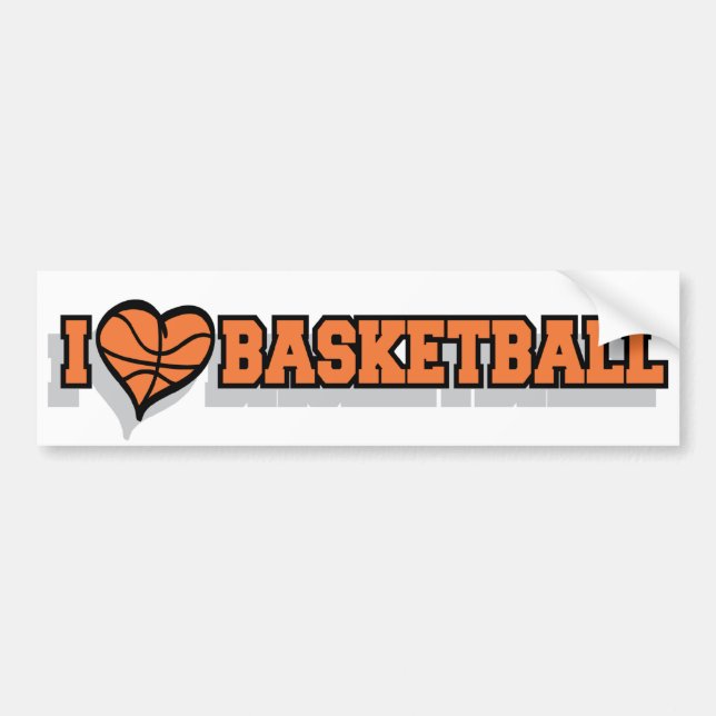 Autocollant De Voiture I basket-ball de coeur (Devant)
