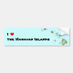 Autocollant De Voiture I (coeur) des îles Hawaiiennes