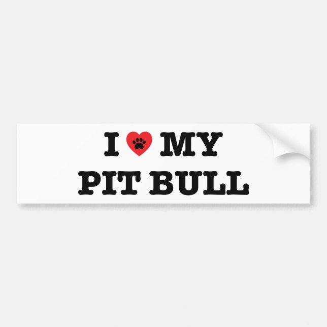 Autocollant De Voiture I coeur mon adhésif pour pare-chocs de pitbull (Devant)