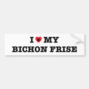Autocollant De Voiture I coeur mon Bichon Frise