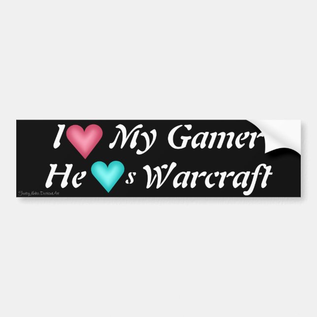 Autocollant De Voiture I coeur mon Gamer - il coeurs Warcraft (Devant)