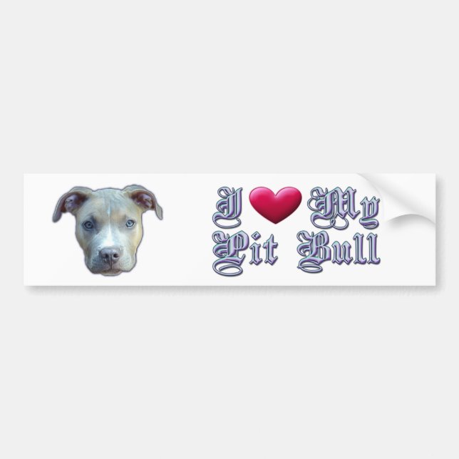 Autocollant De Voiture I coeur mon pitbull Bumpersticker (Devant)